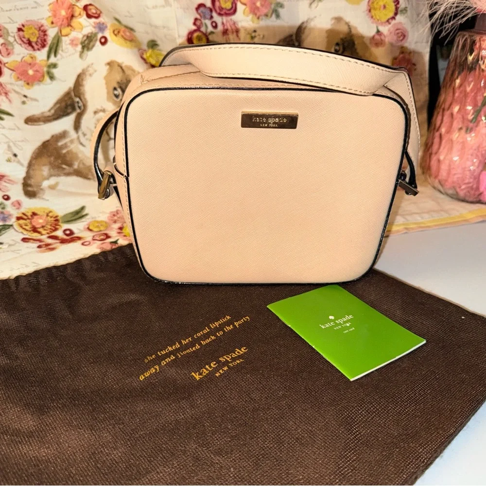 Kate Spade Newbury Lane Cammie crossbody nude purse Saffiano leather dust bag - Picture 3 of 16